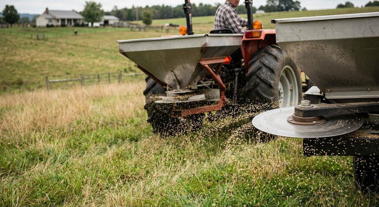 Broadcast seeders for pasture oversowing