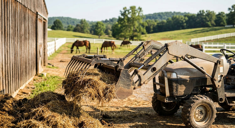 Front end loader attachments for horse properties