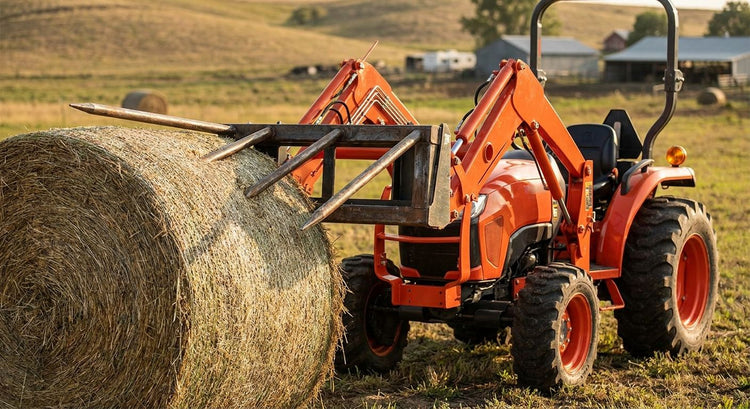 Bale spikes for compact tractor loaders