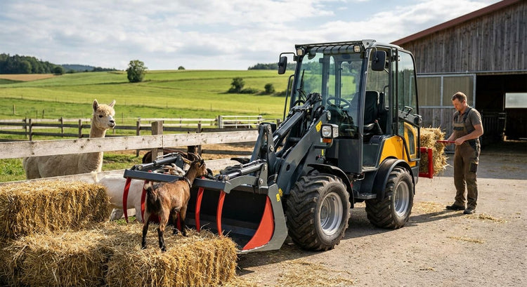 Loader attachments for goat and alpaca farming