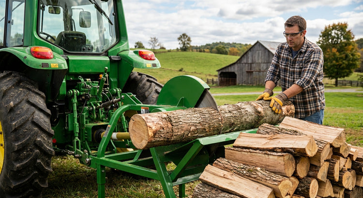 PTO log saws for firewood processing on lifestyle blocks